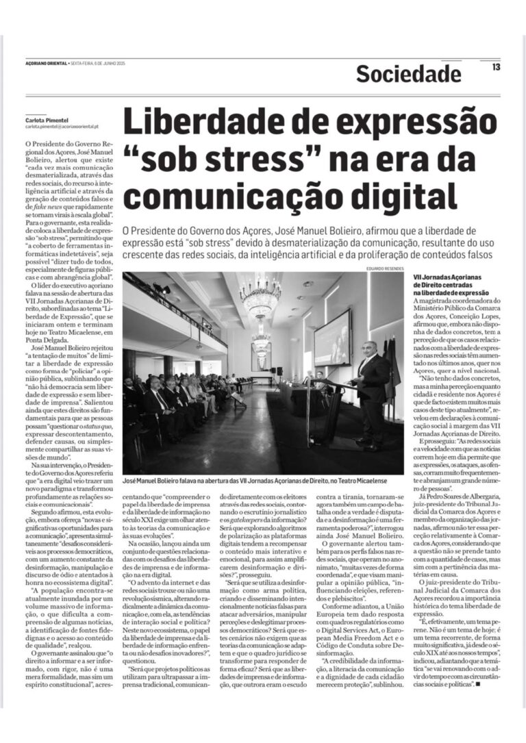 Liberdade de expressão “sob stress” na era da comunicação digital